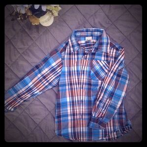 A1-"FADED GLORY" BLUE WHITE ORANGE BUTTON DOWN